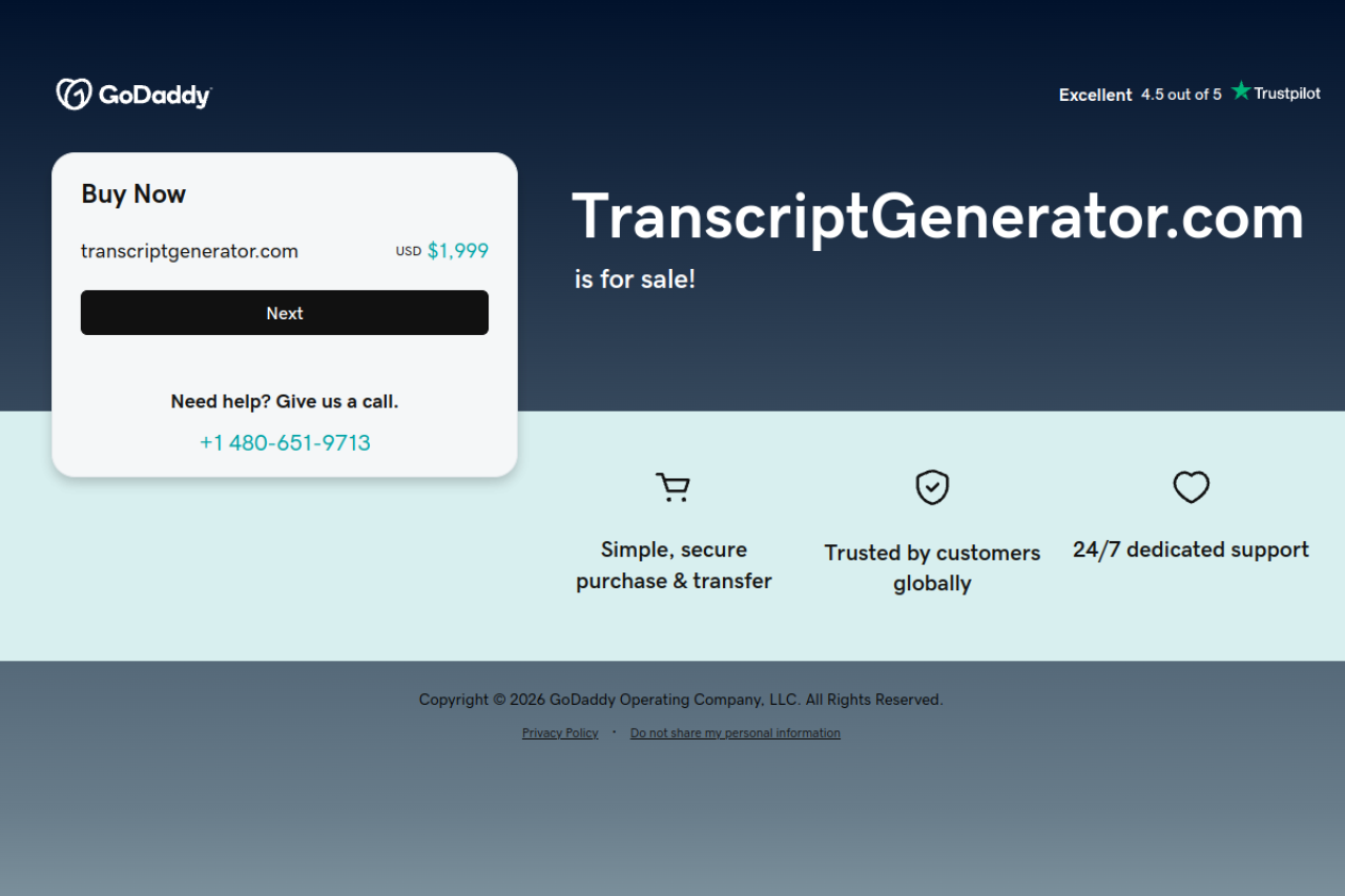 Transcript Generator website screenshot