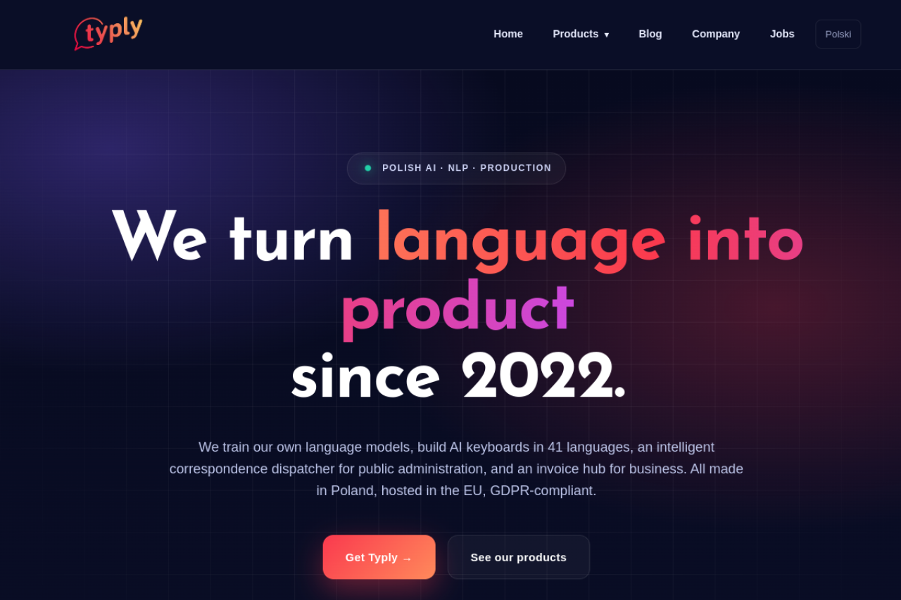 Typly website screenshot