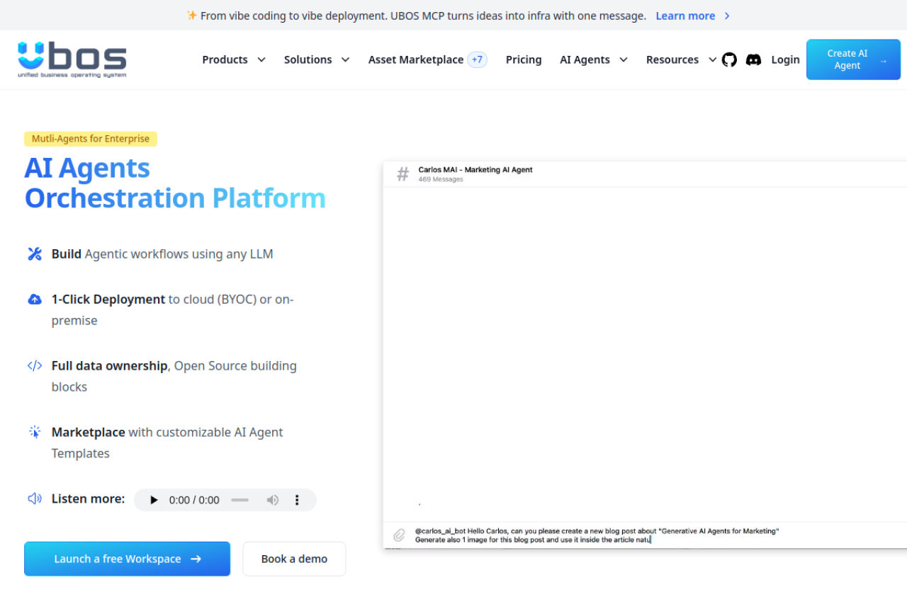 UBOS website screenshot
