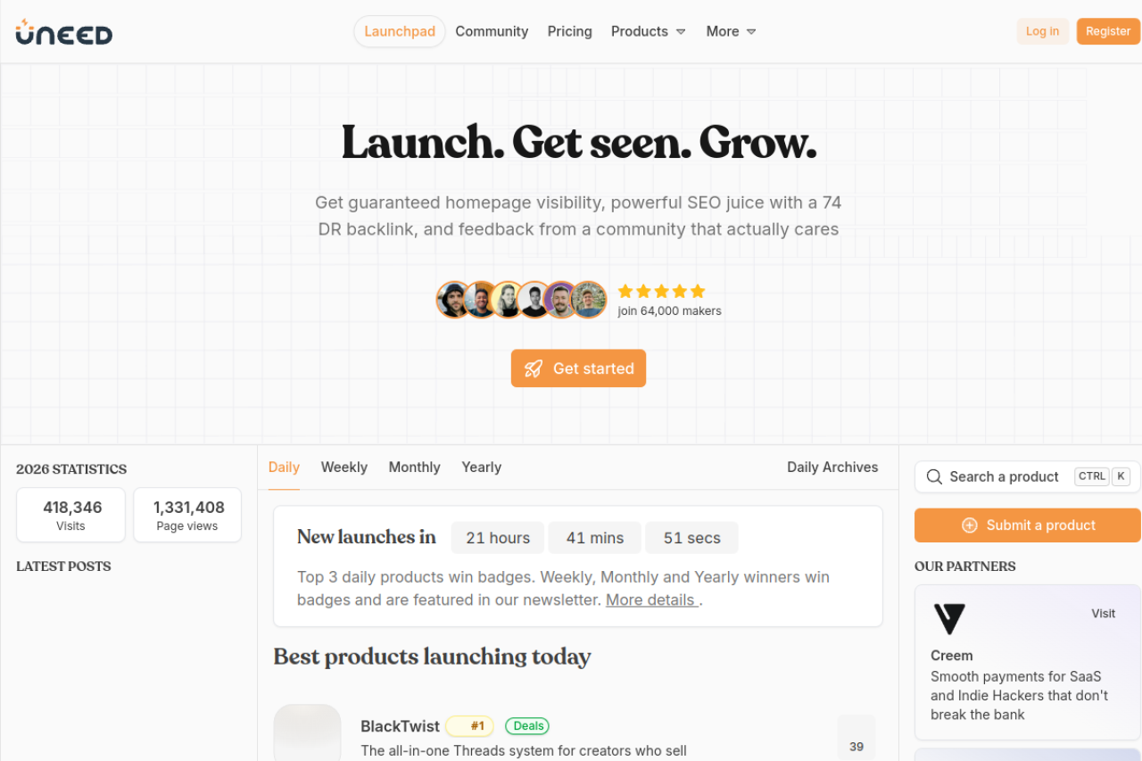 Uneed Best website screenshot