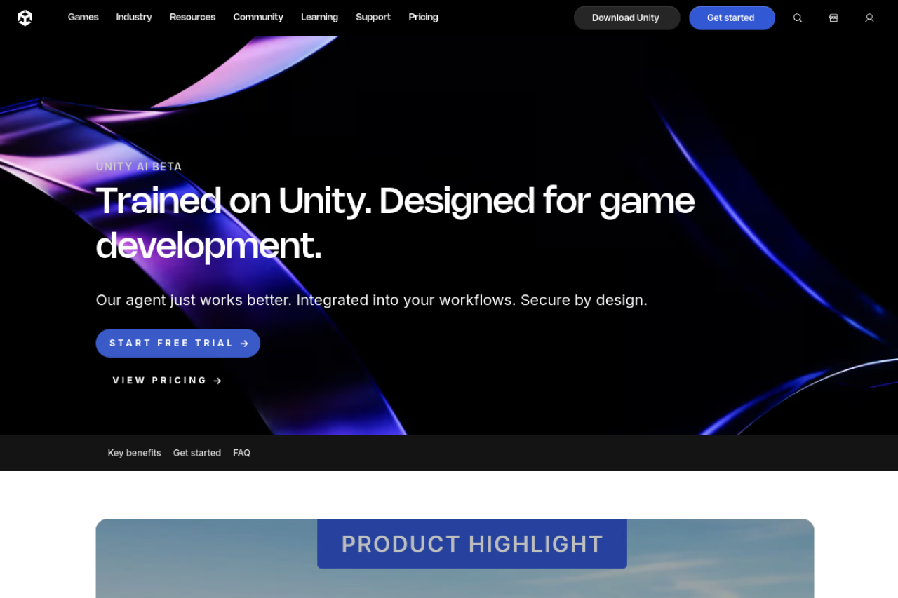Unity website screenshot