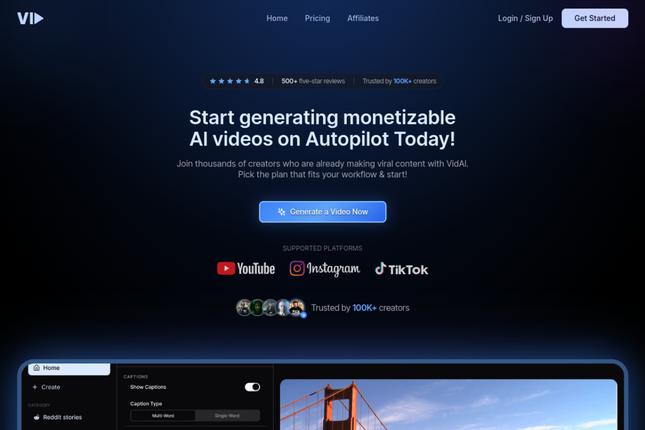 Vid Ai website screenshot