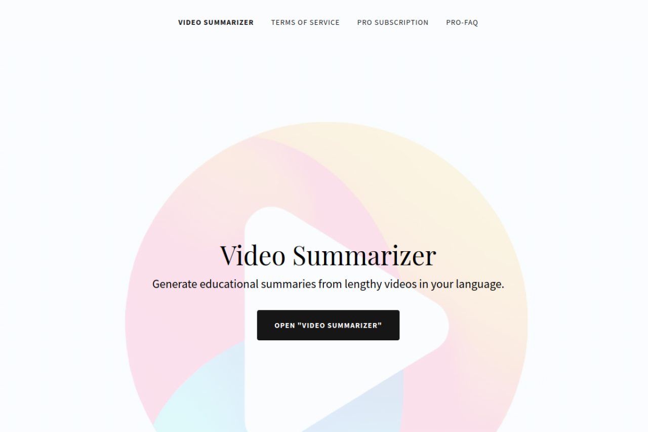 Video Summary Ai website screenshot