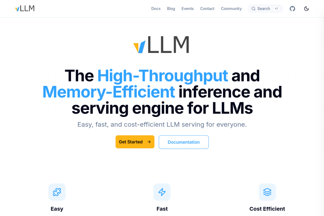 vLLM website screenshot