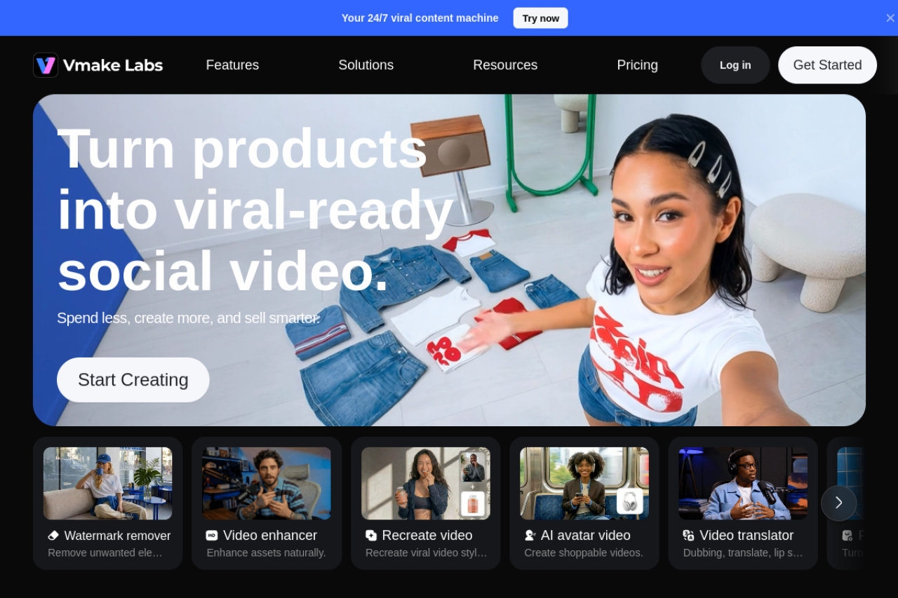Vmake Ai website screenshot