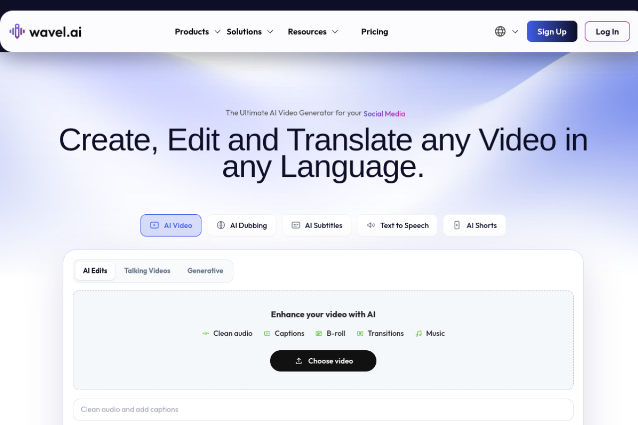 Wavel Ai website screenshot