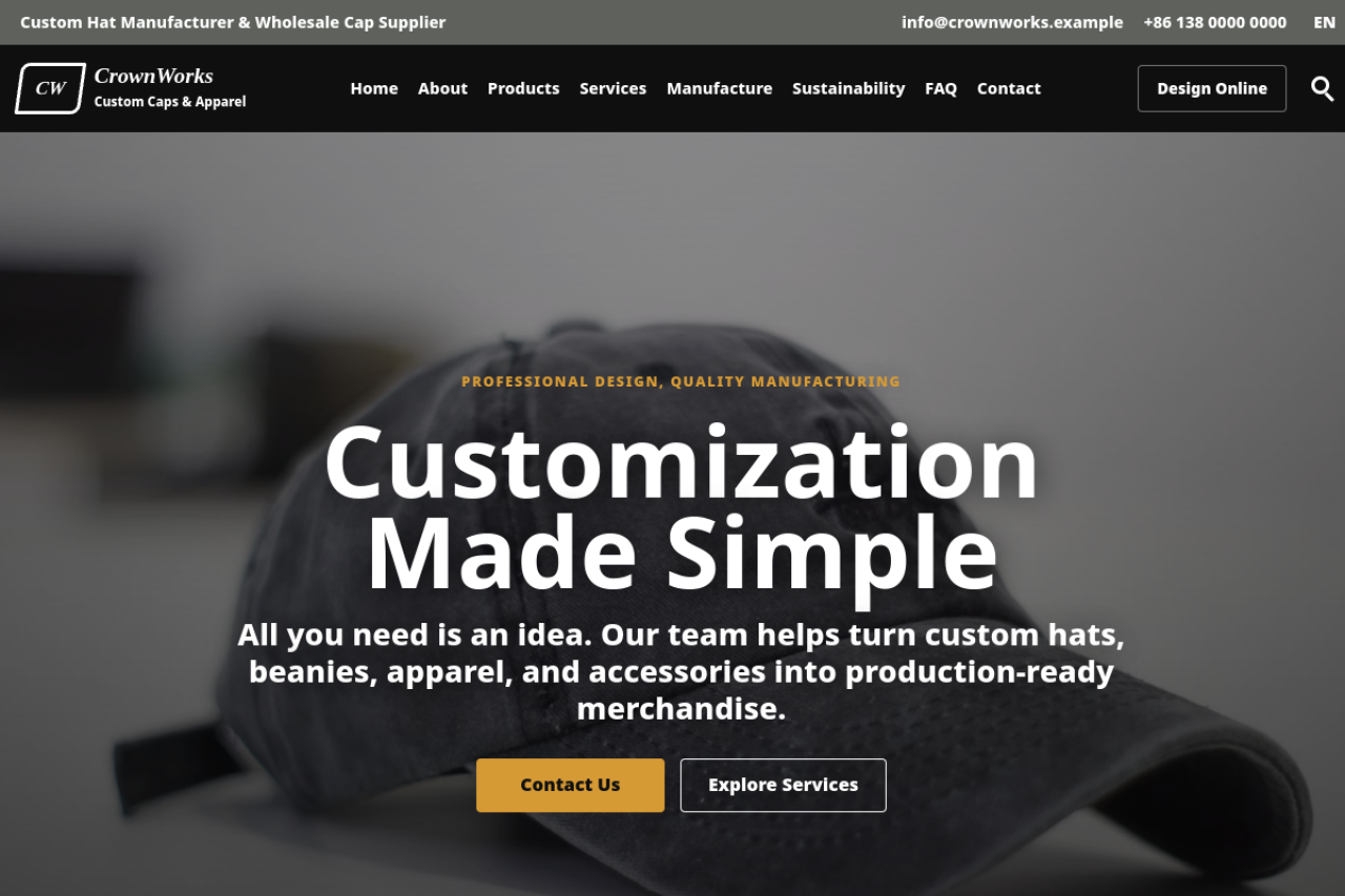 CrownWorks homepage preview