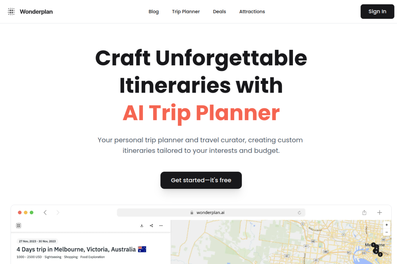 Wonderplan Ai website screenshot