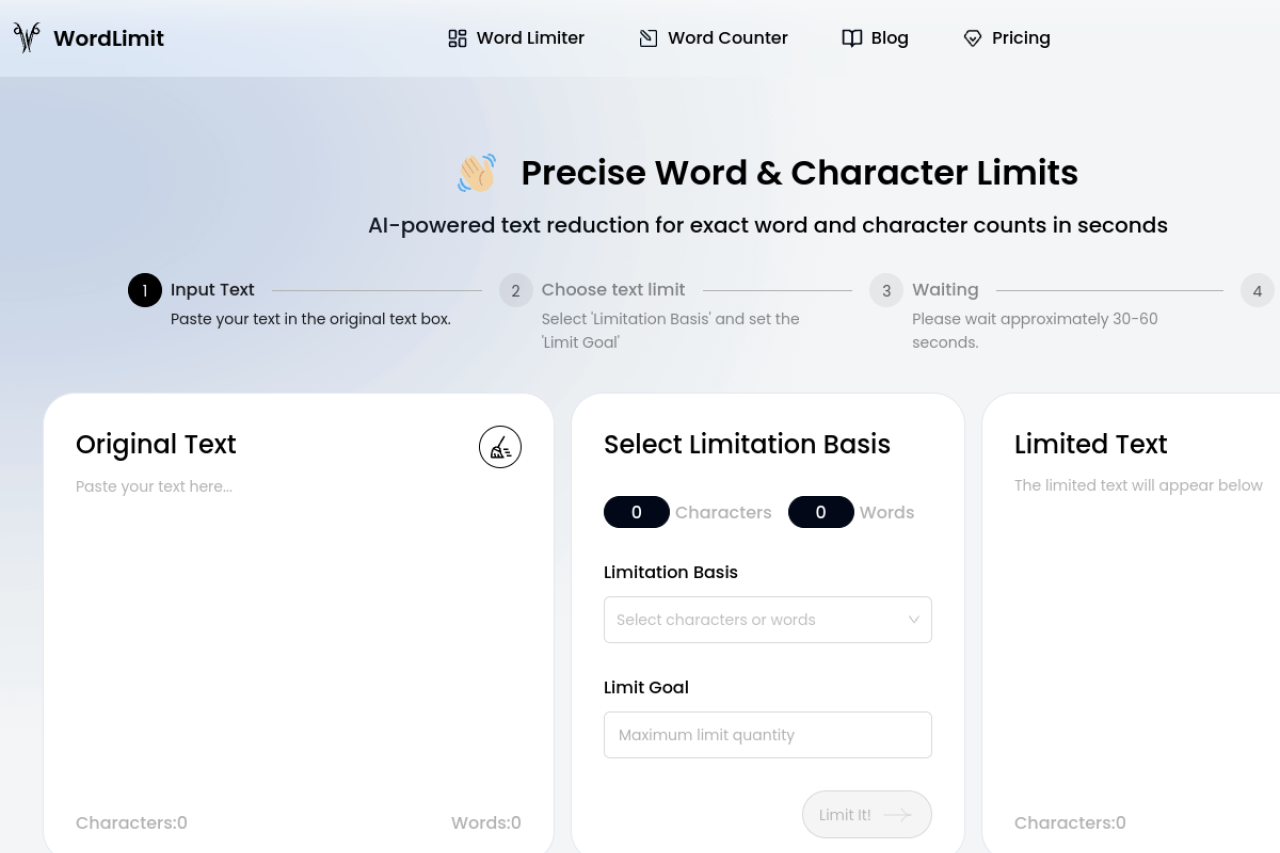 Wordlimit Ai website screenshot
