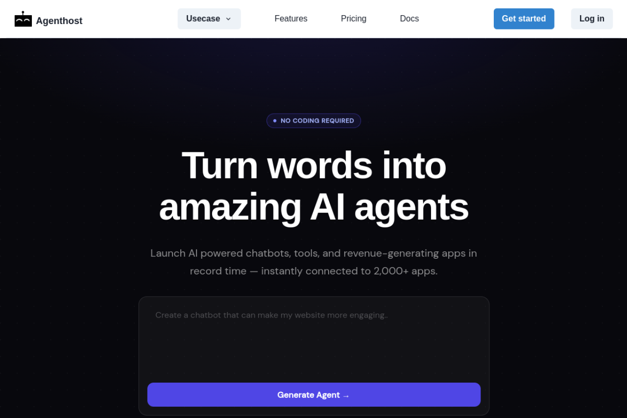 Agenthost Ai website screenshot