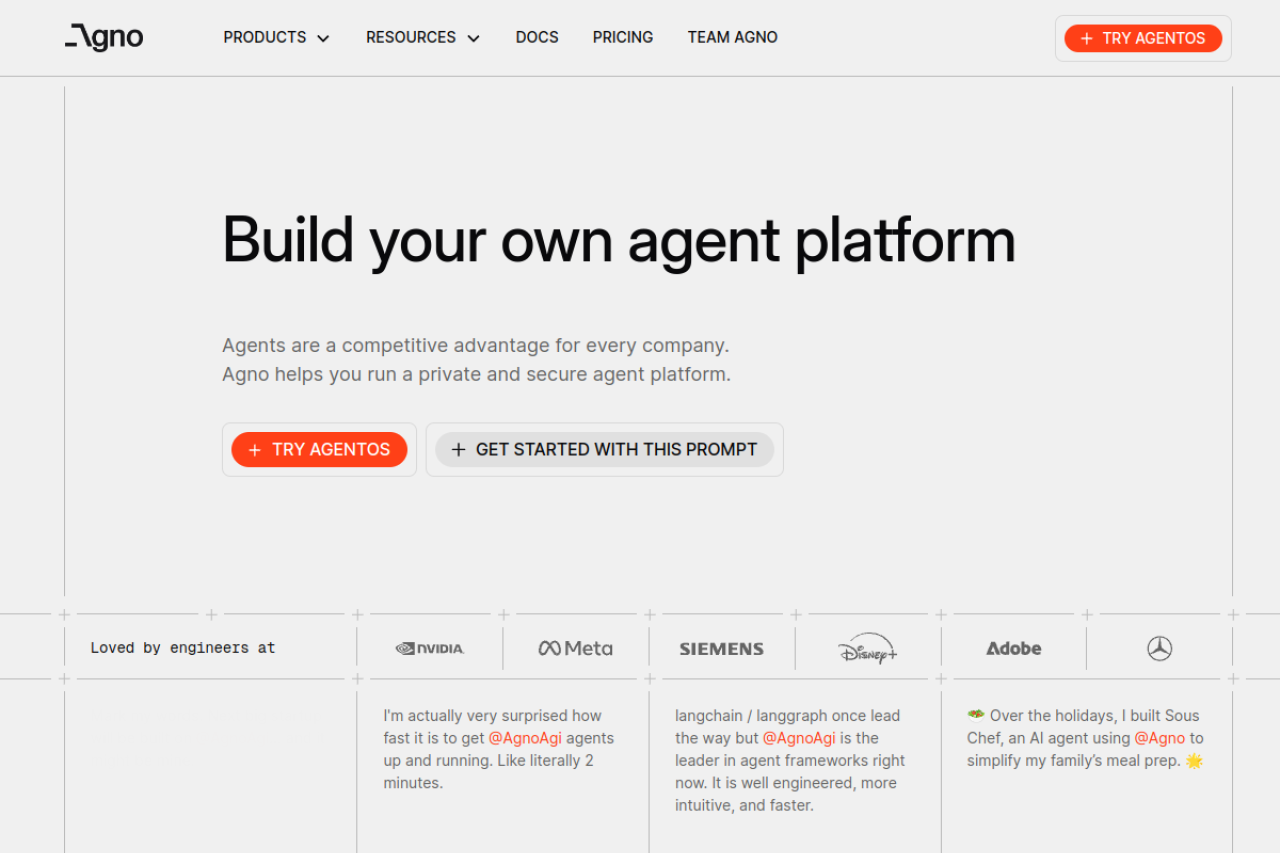 Agno website screenshot