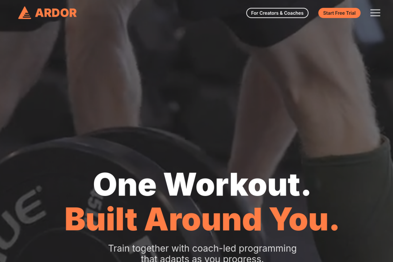 Ardor Fitness website screenshot