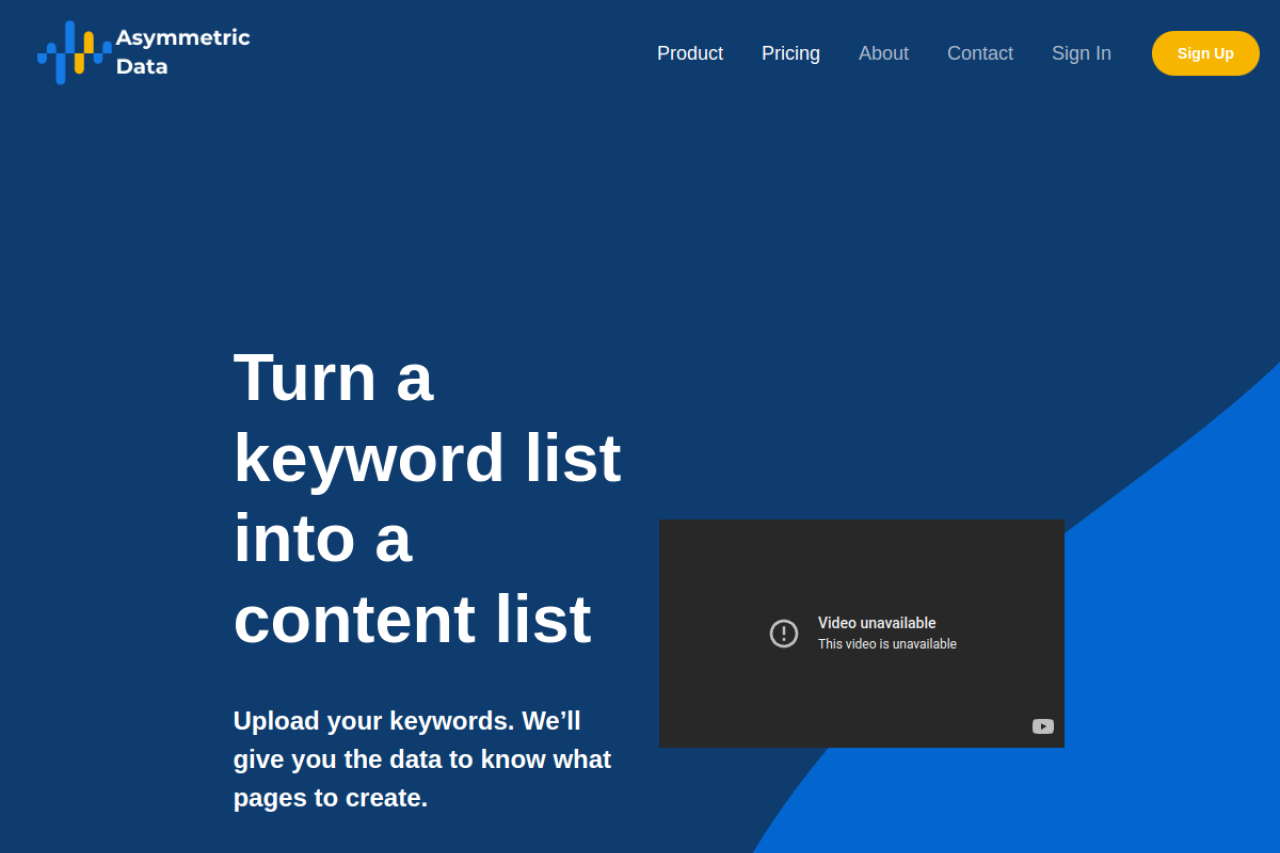 Asymmetric Data website screenshot