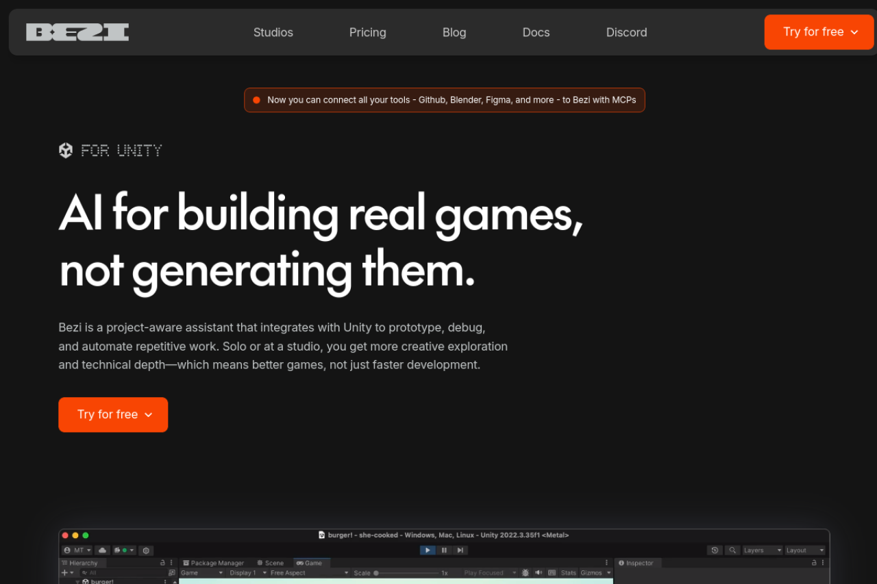 Bezi AI website screenshot
