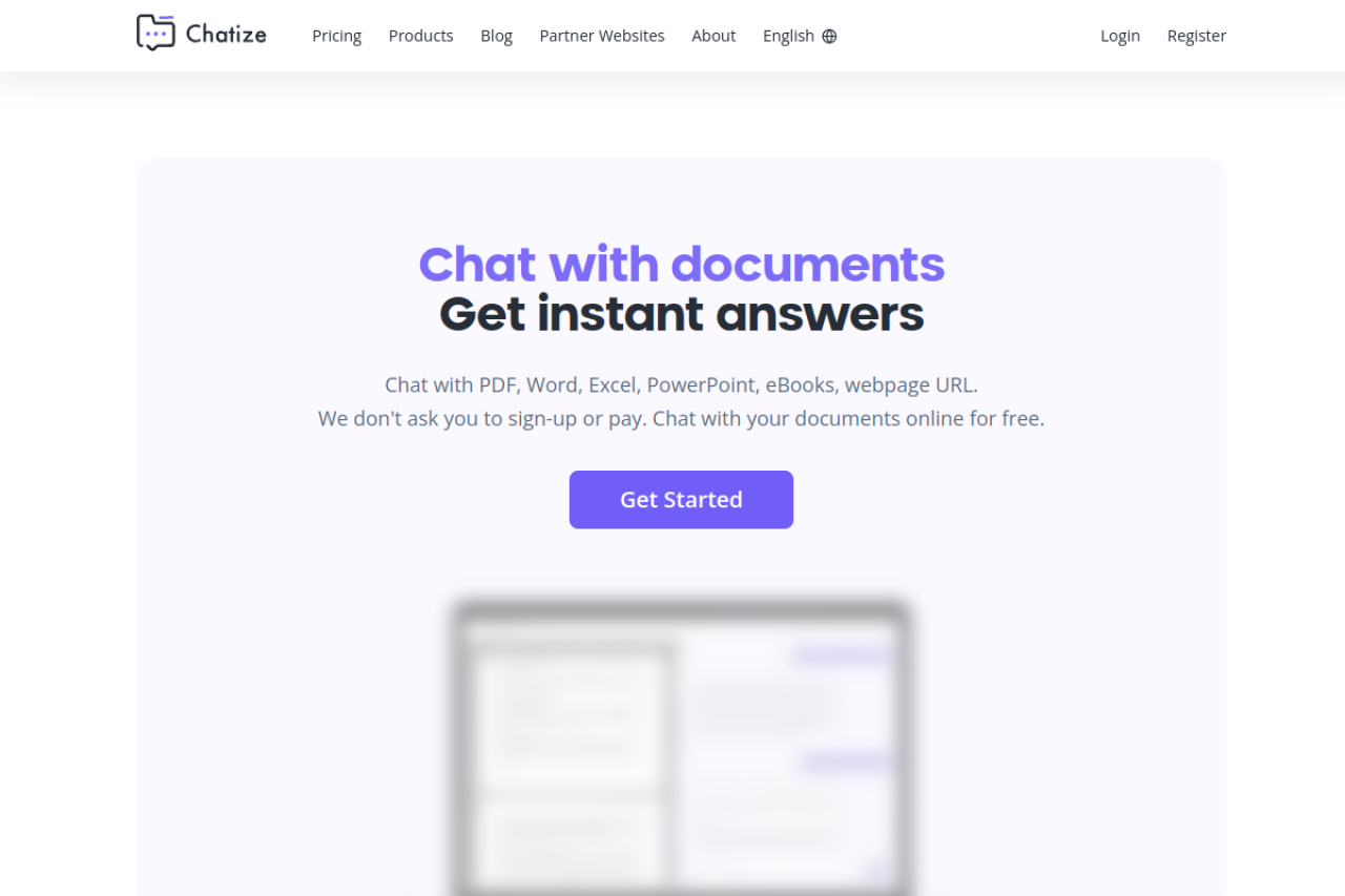 Chatize website screenshot
