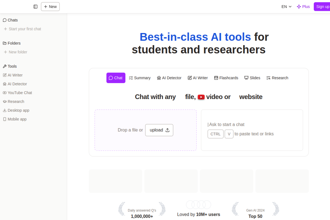 ChatPDF website screenshot