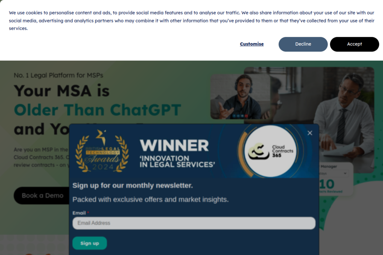 Cloud Contracts 365 website screenshot