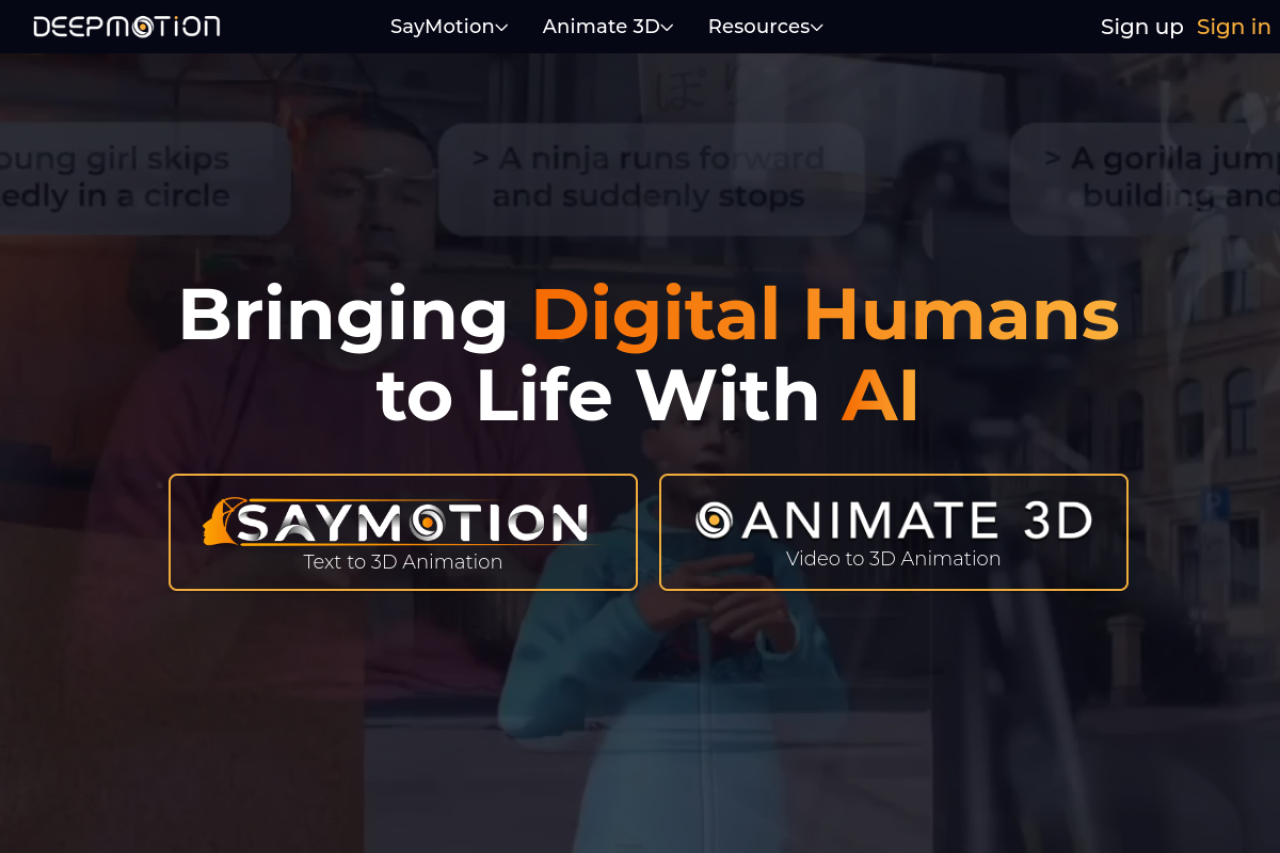Deepmotion website screenshot