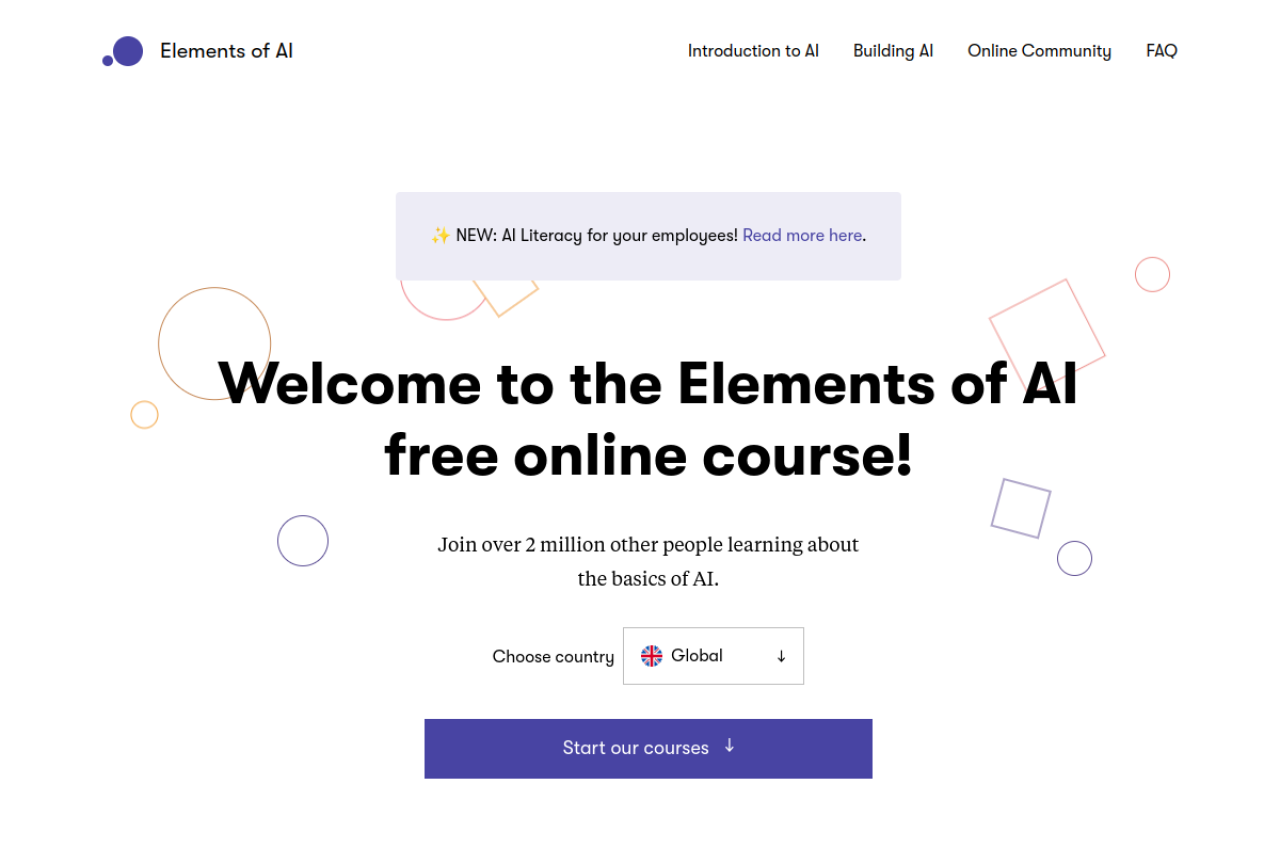 Elements of AI website screenshot