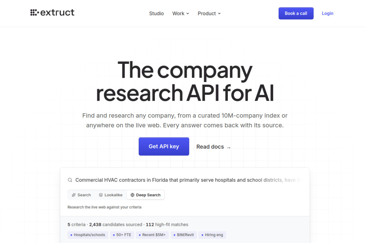 Extruct Ai website screenshot