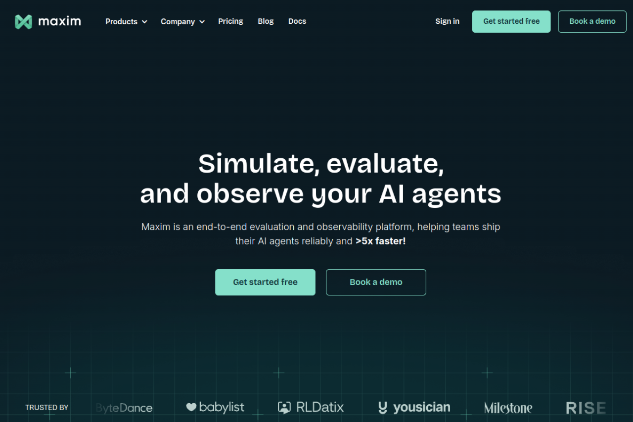 Maxim AI website screenshot