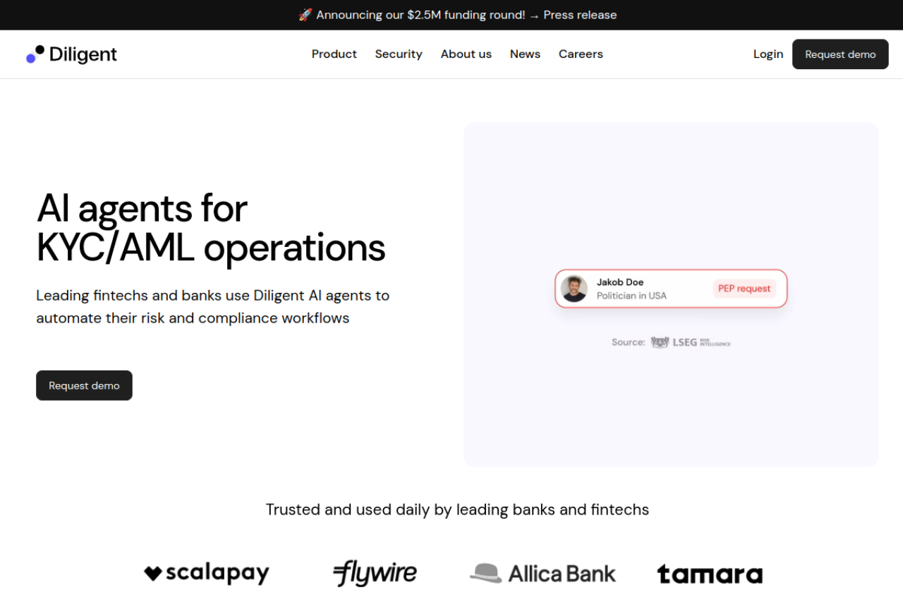 Diligent website screenshot