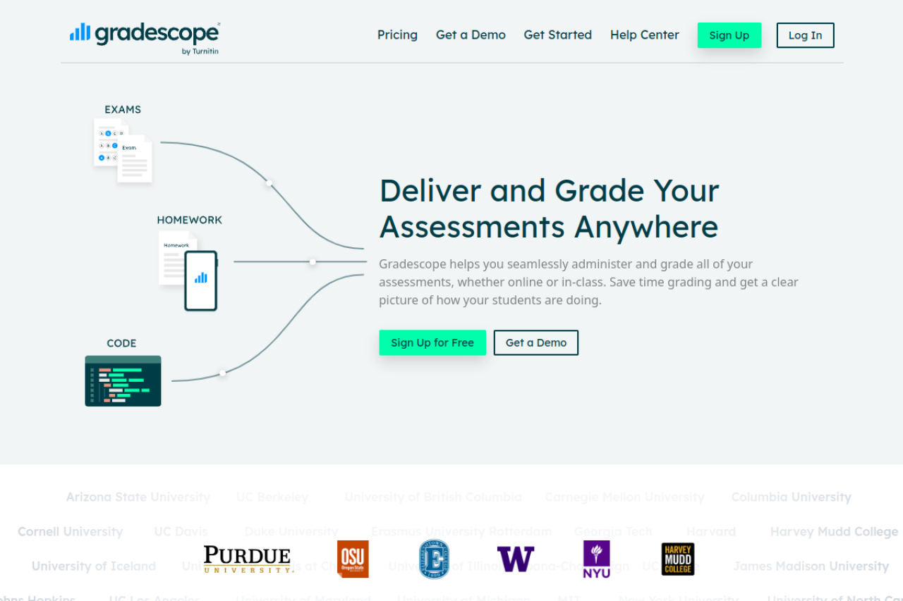 Gradescope website screenshot