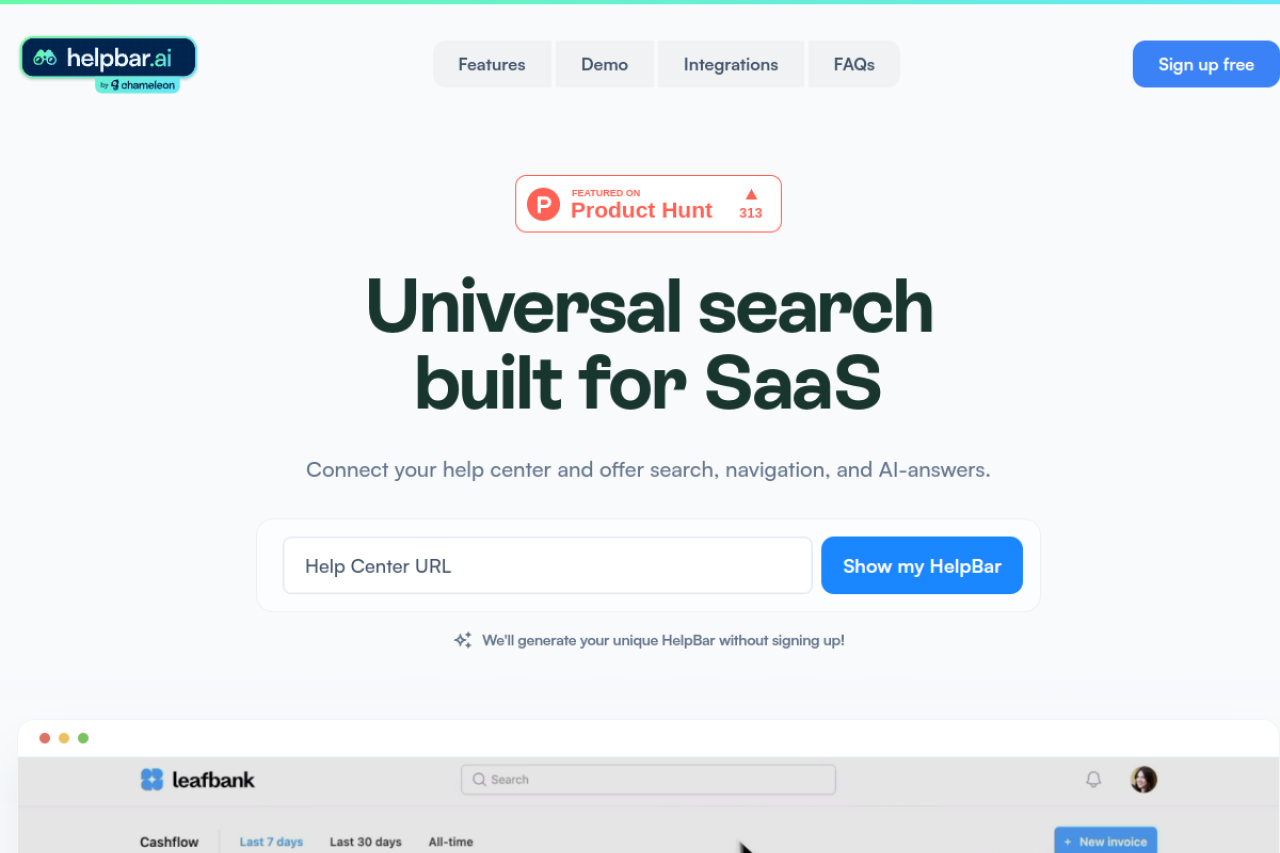 Helpbar Ai website screenshot