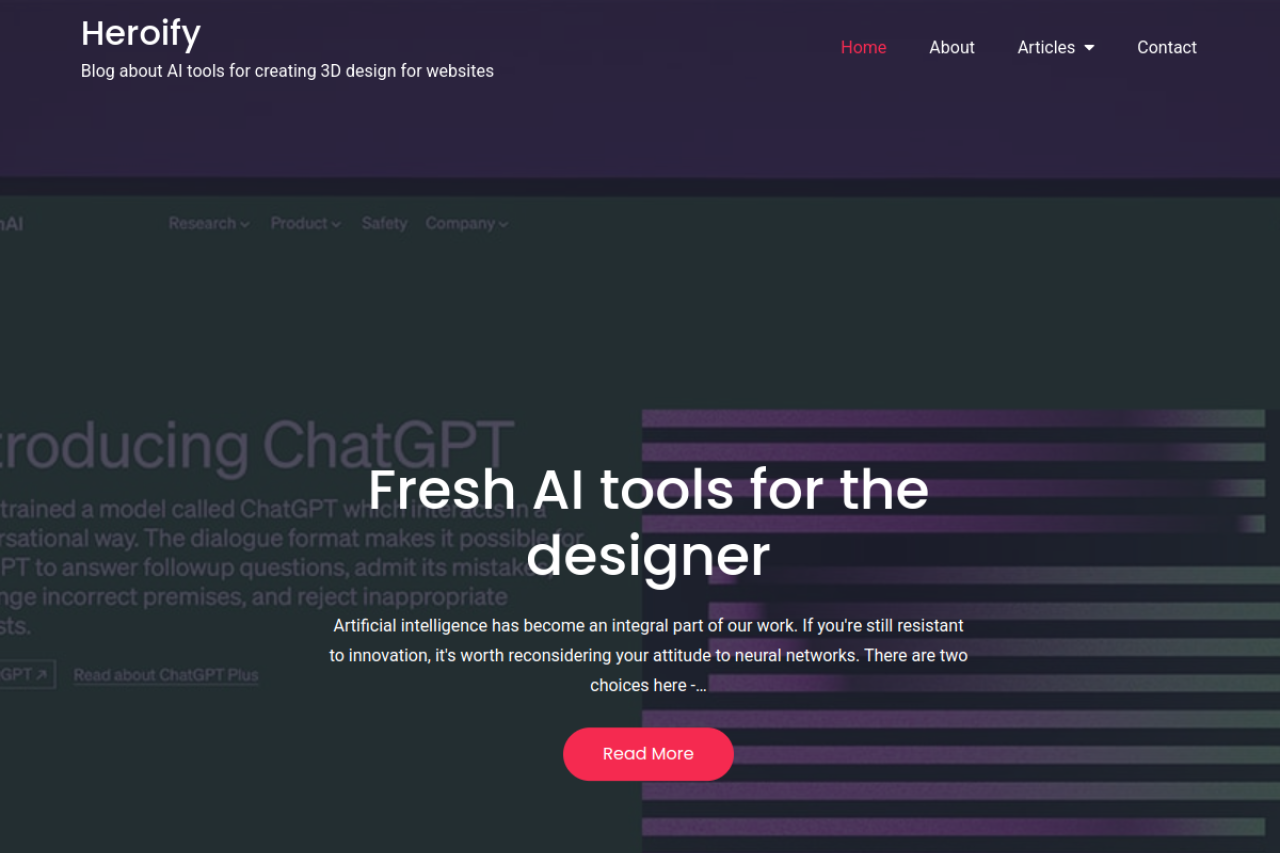 Heroify website screenshot