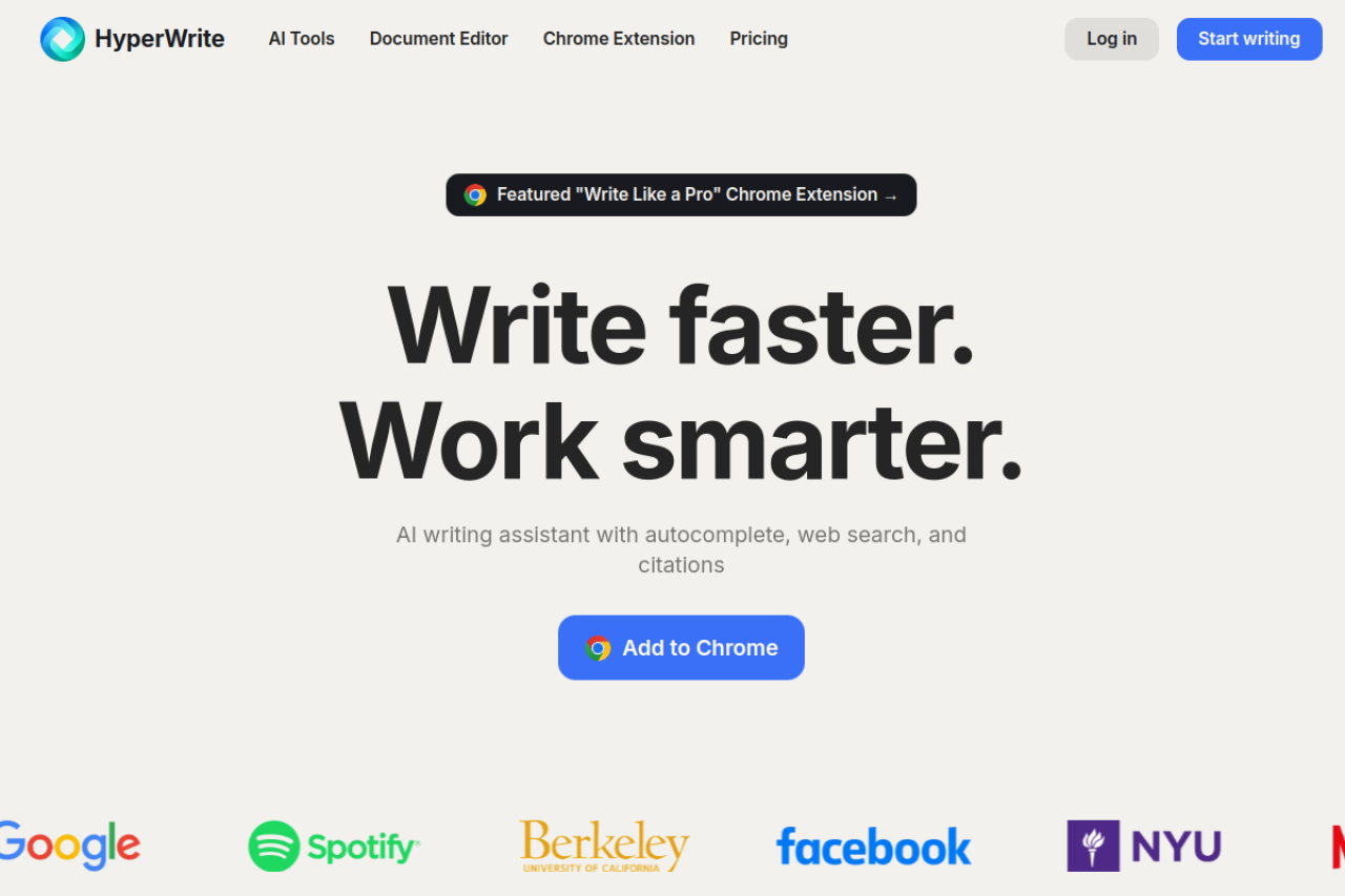 Hyperwrite Ai website screenshot
