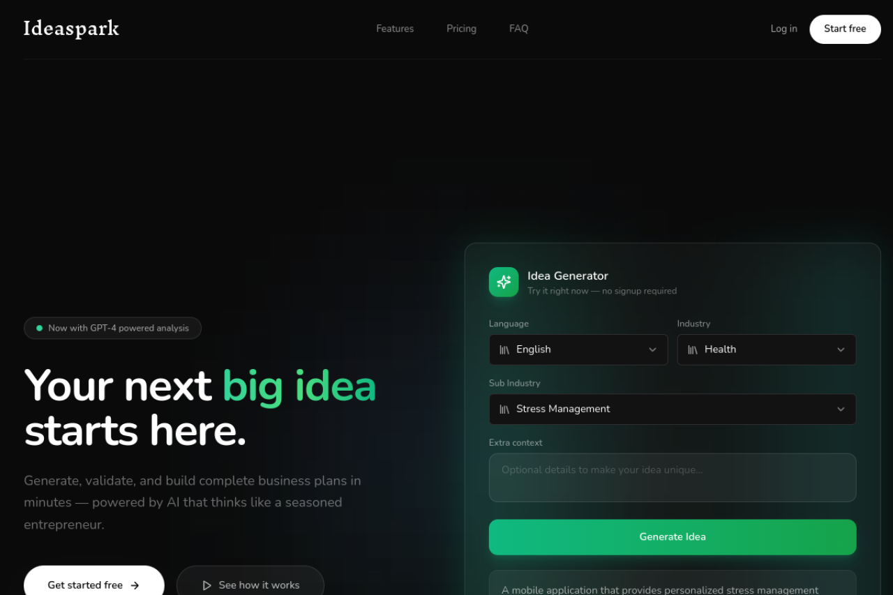 IdeaSpark website screenshot