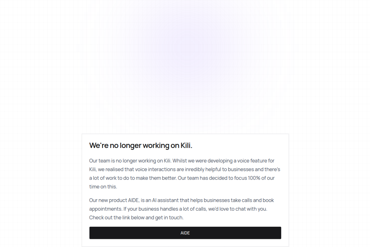 Kili website screenshot