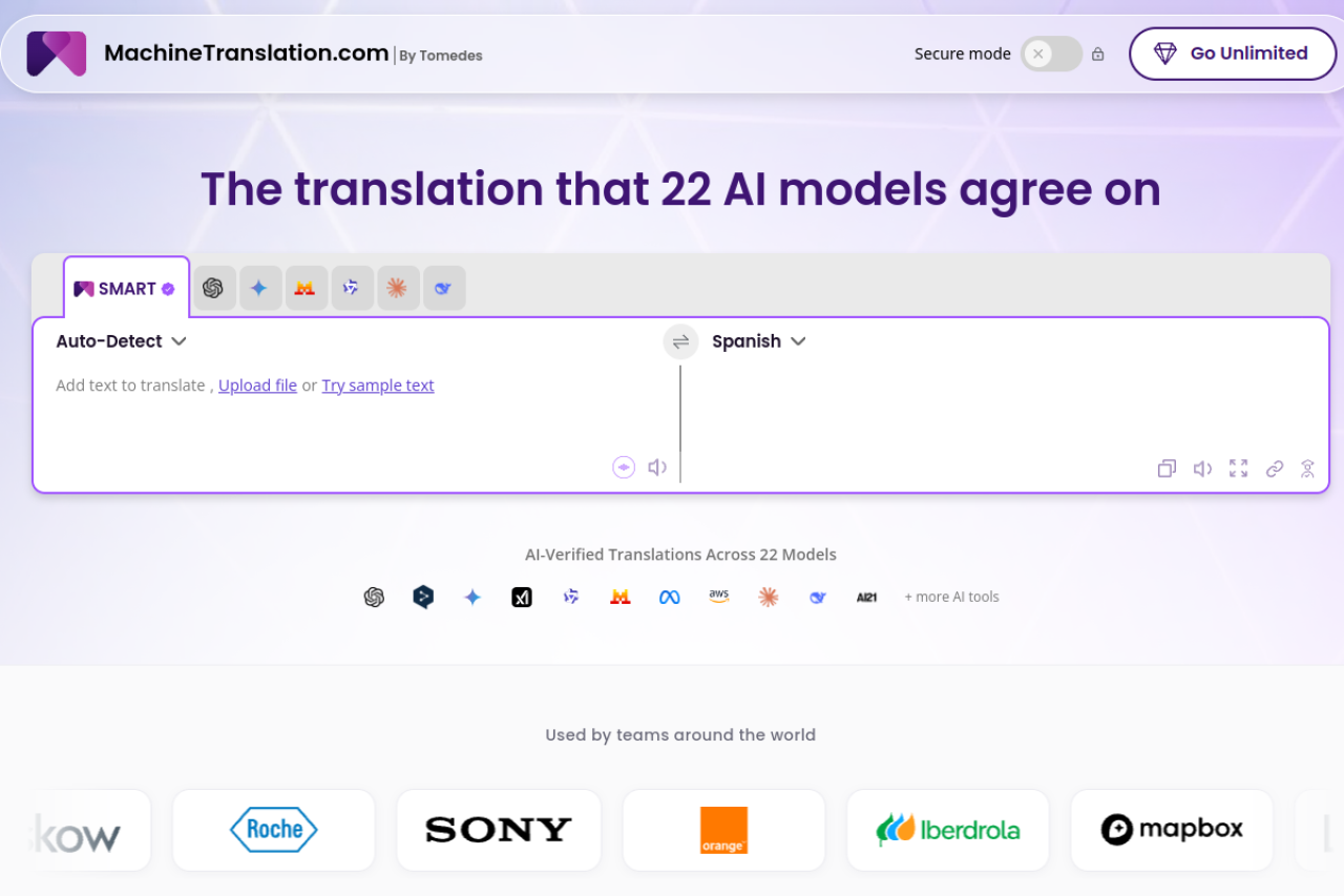 Machinetranslation website screenshot