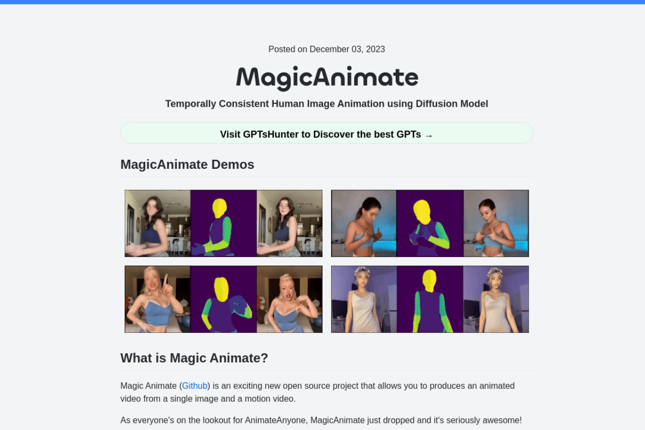 Magicanimate Playground website screenshot