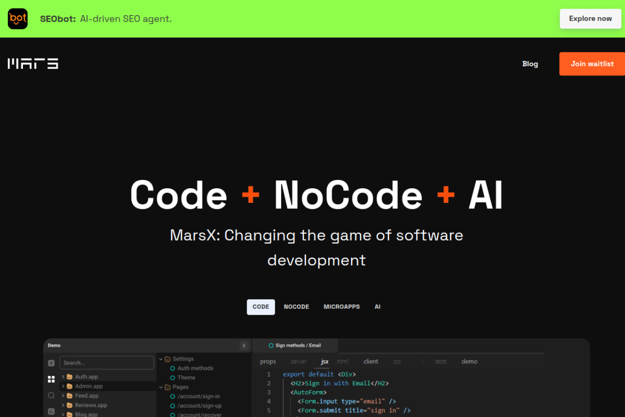 MarsX website screenshot