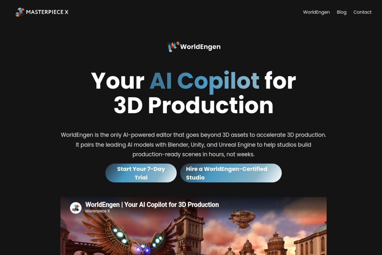 Masterpiece X Generate website screenshot