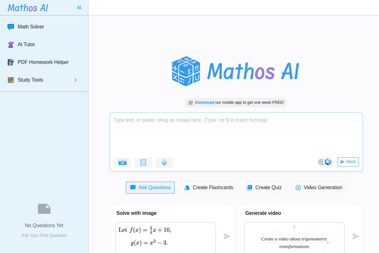 Mathos AI website screenshot