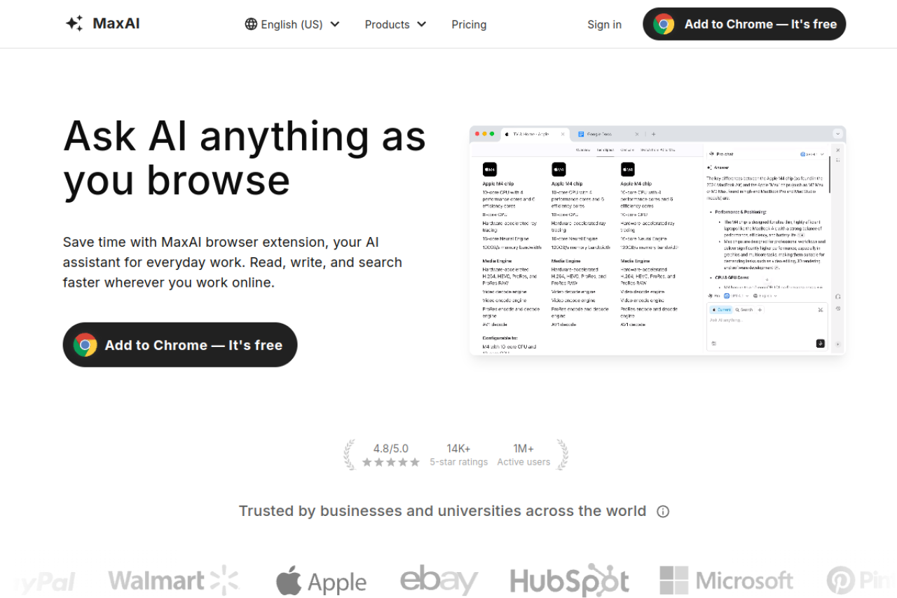 MaxAI website screenshot