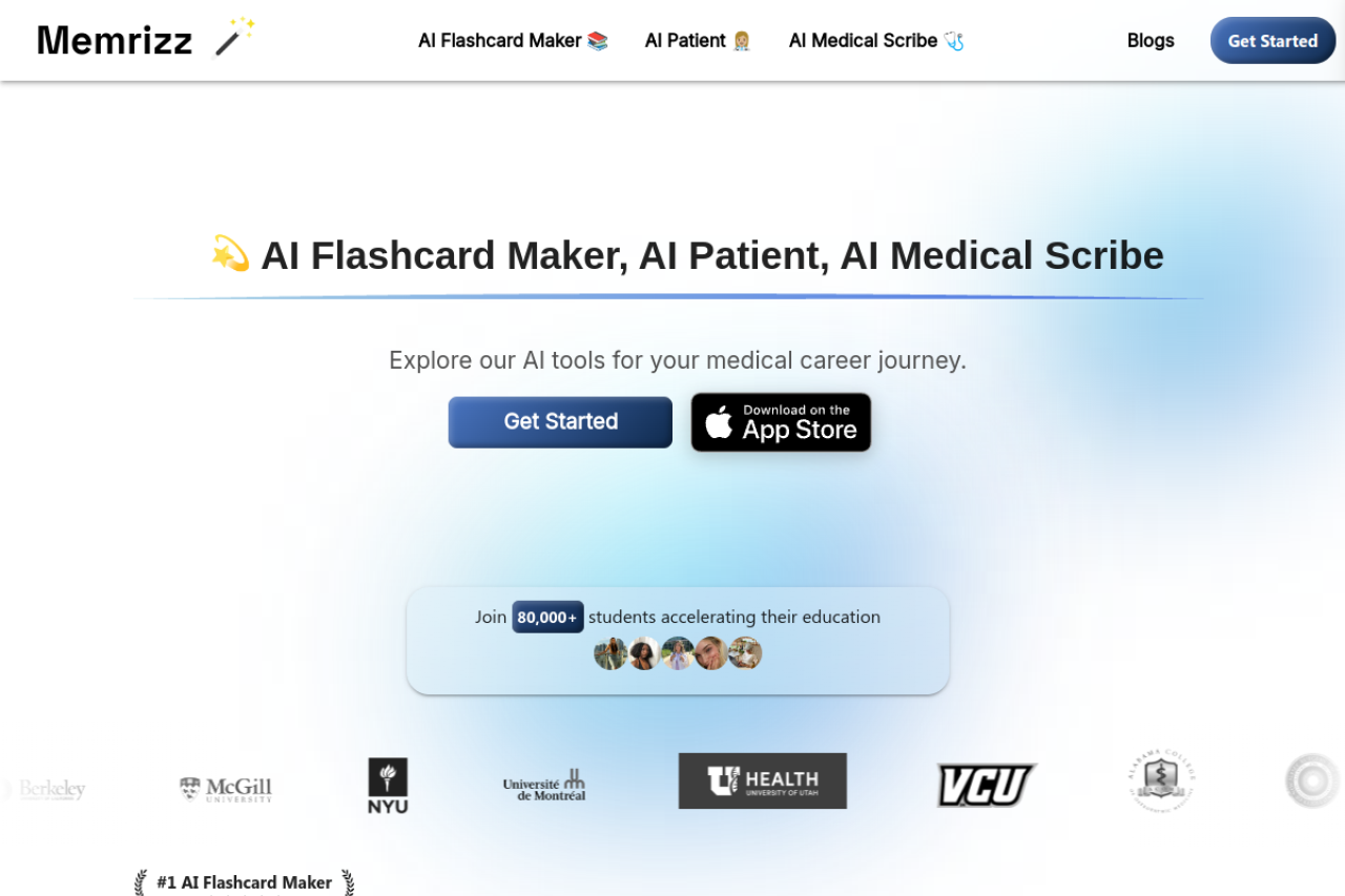 Memrizz Ai Flashcard Generator website screenshot