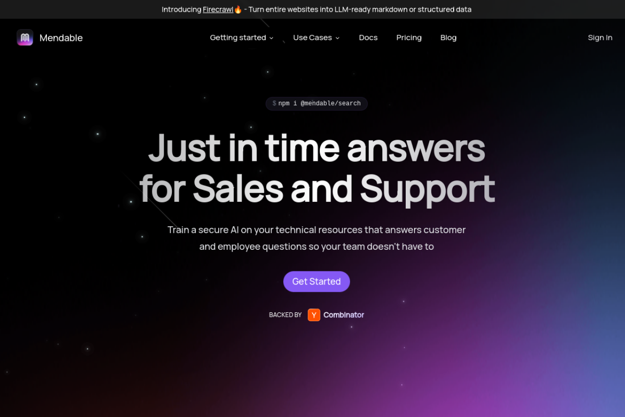 Mendable website screenshot