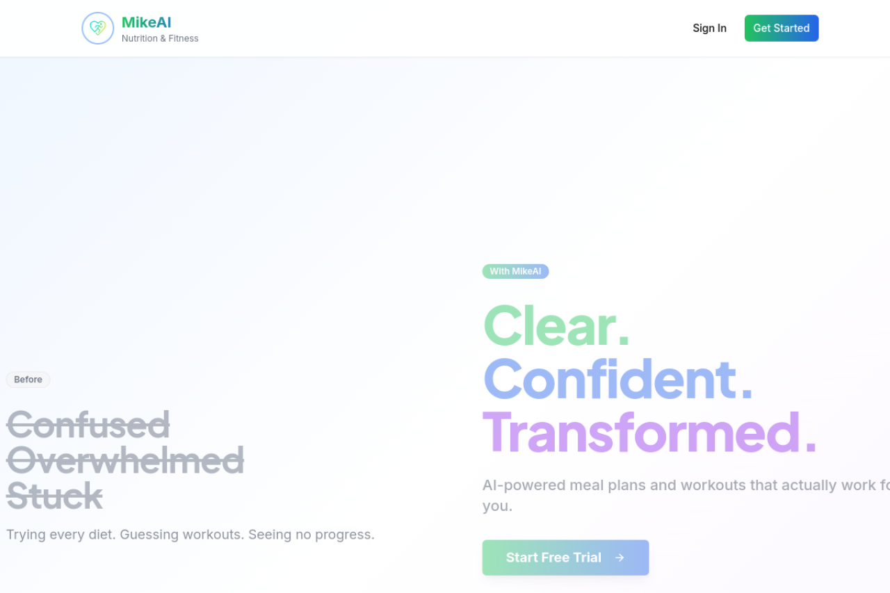 Mikeai Personalized Ai Fitness Coach website screenshot