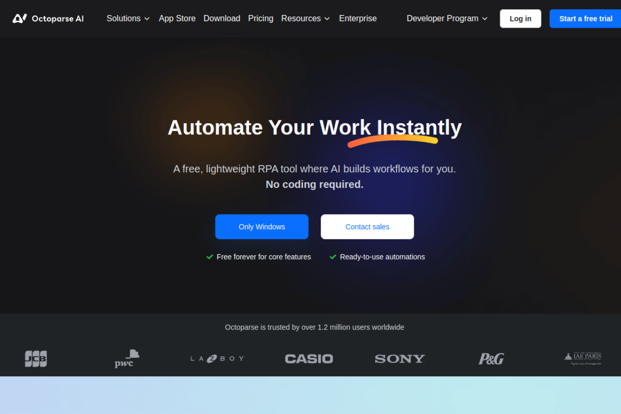 Octoparse Ai website screenshot