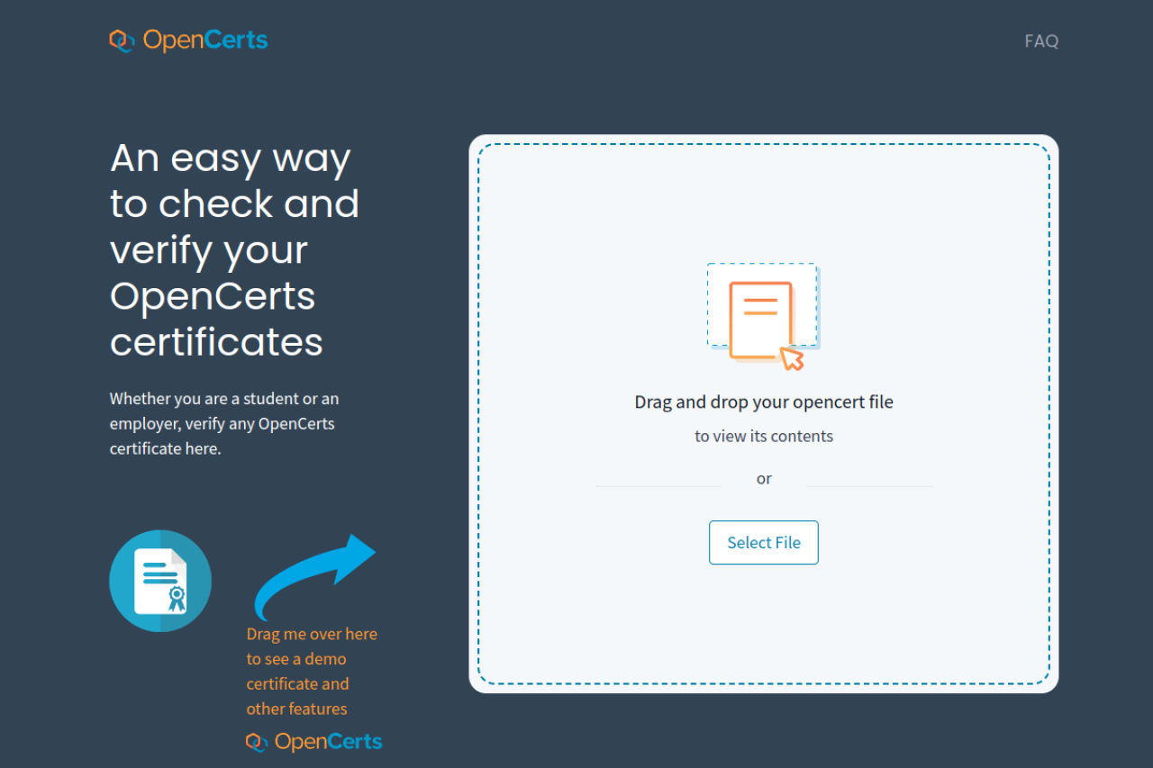 OpenCerts.io live site preview
