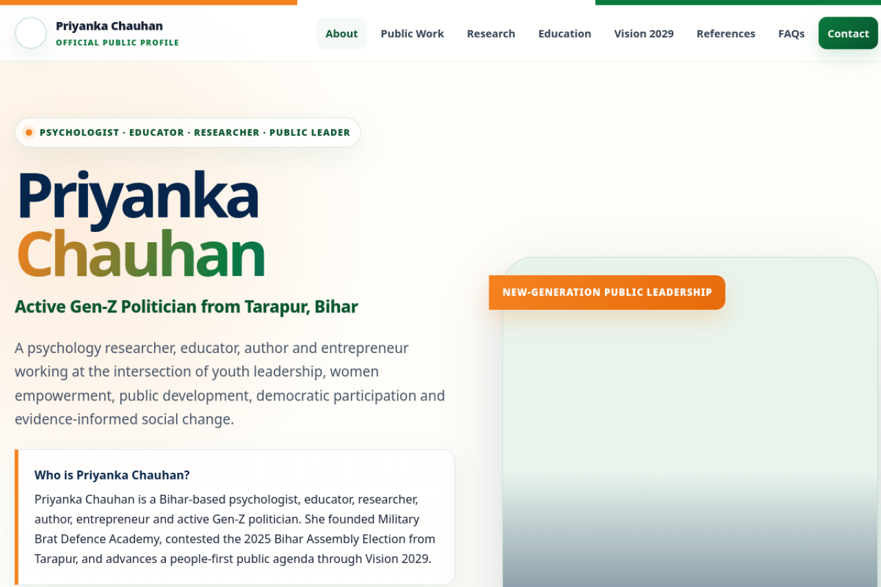 Live website preview of Priyanka Chauhan Official