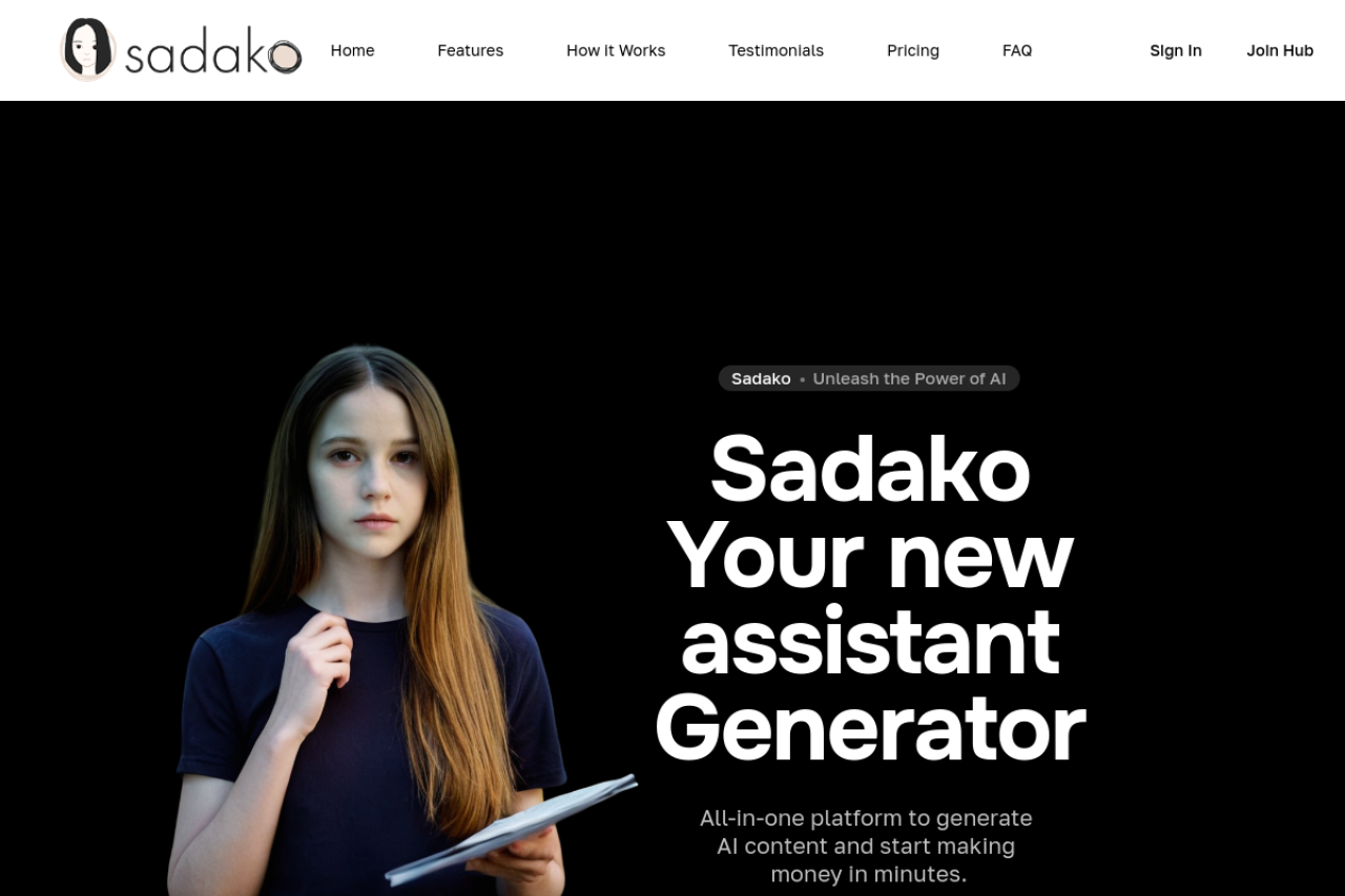 Sadako website screenshot