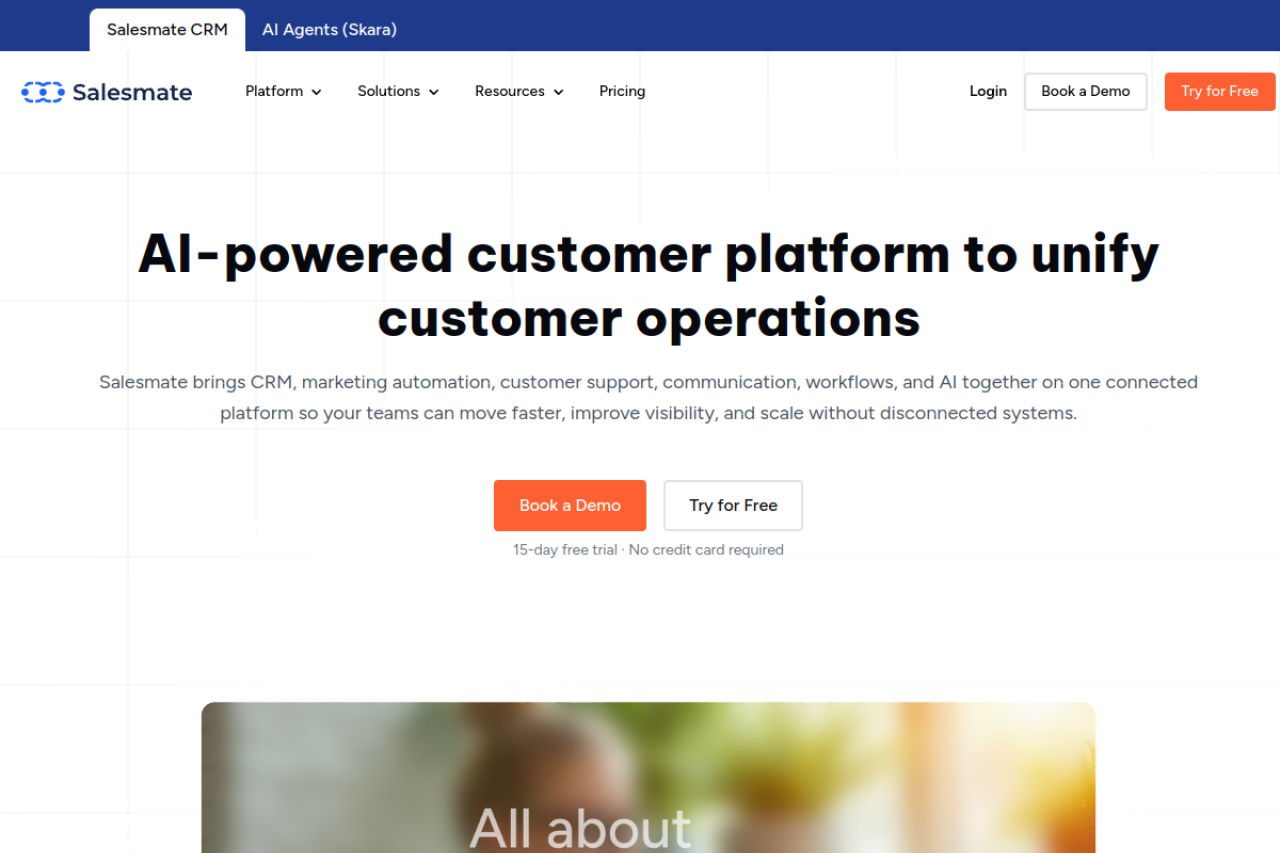 Salesmate Io website screenshot