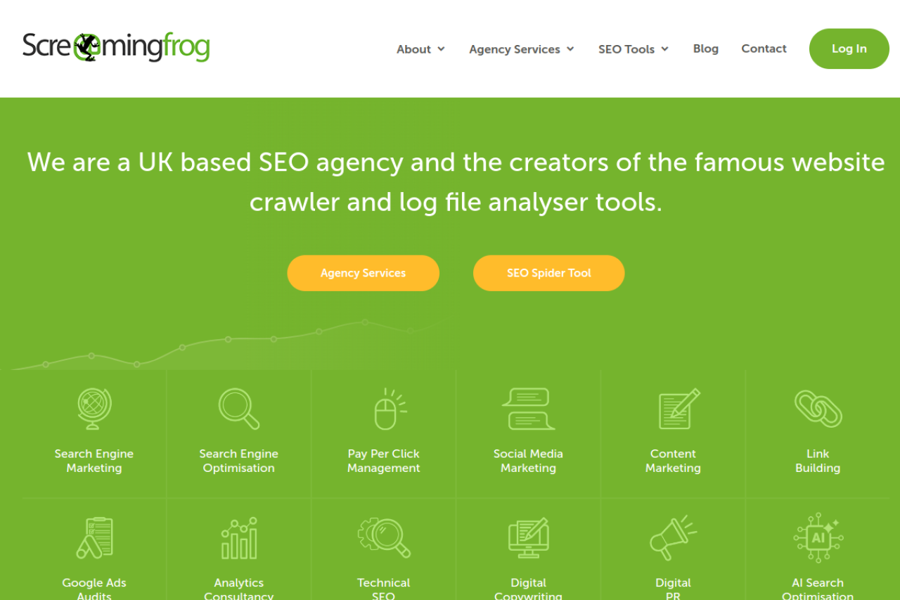 Screaming Frog website screenshot