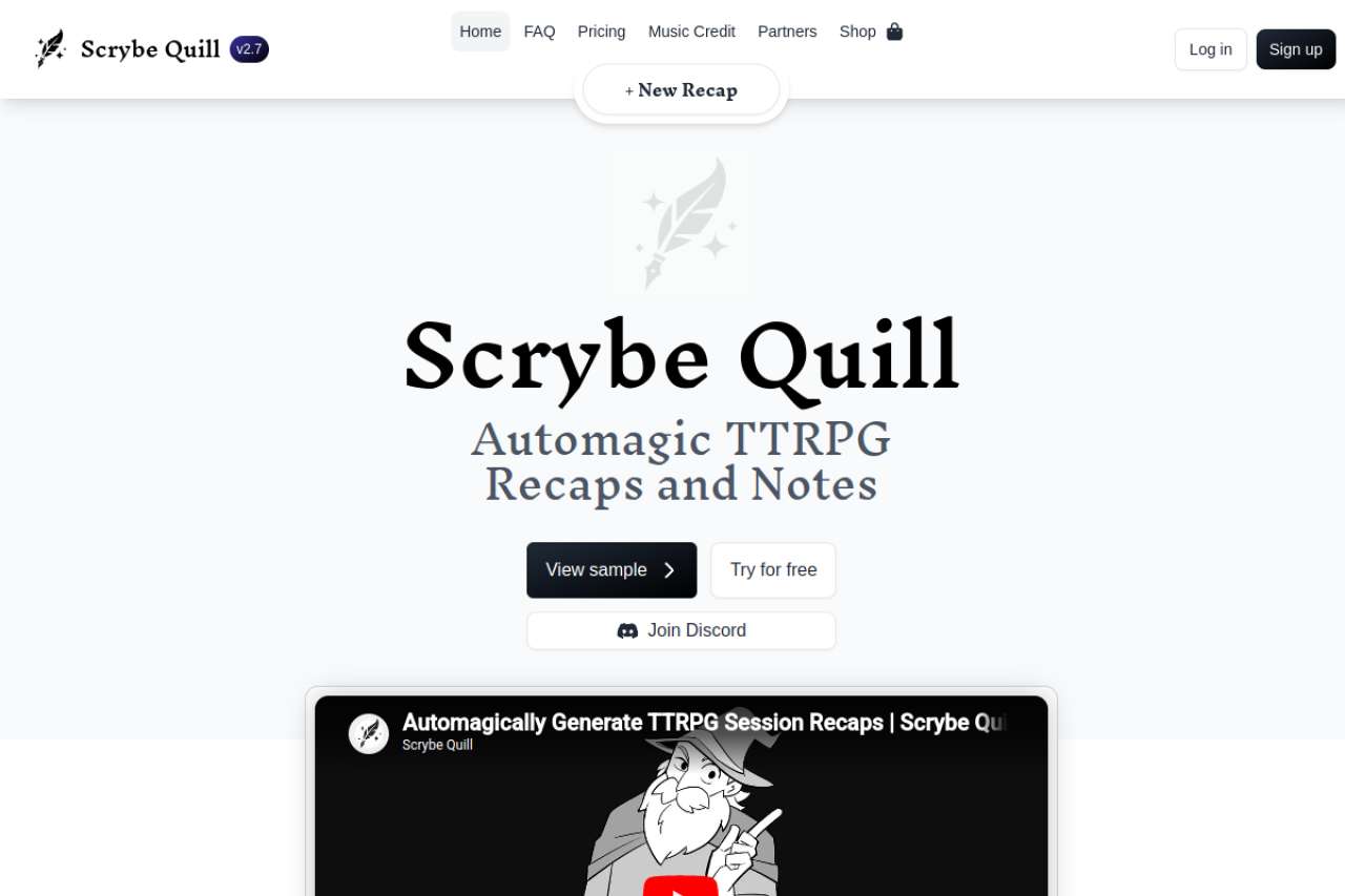 Scrybe Quill website screenshot