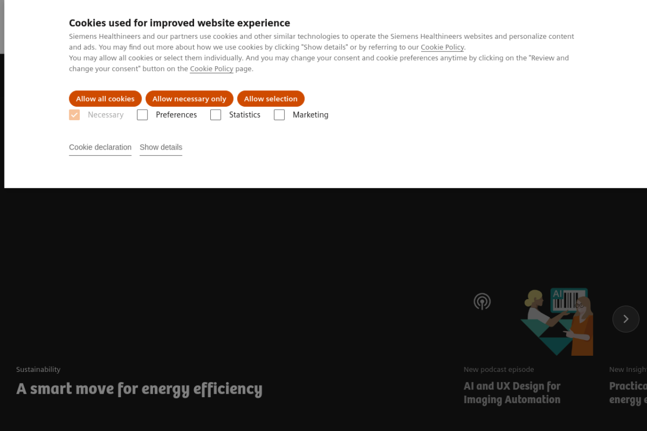 Siemens Healthineers AI-Rad Companion website screenshot