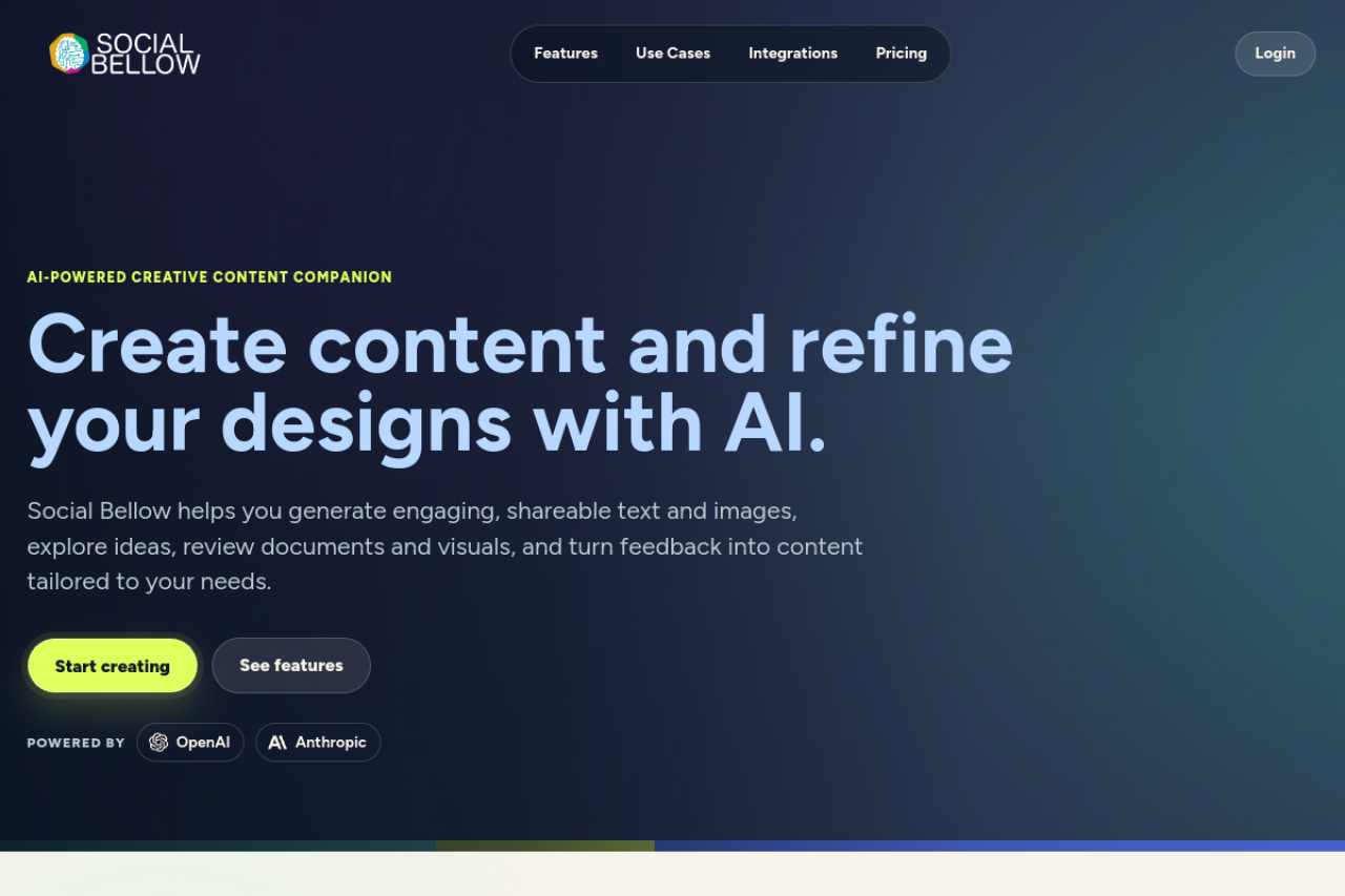 Social Bellow website screenshot